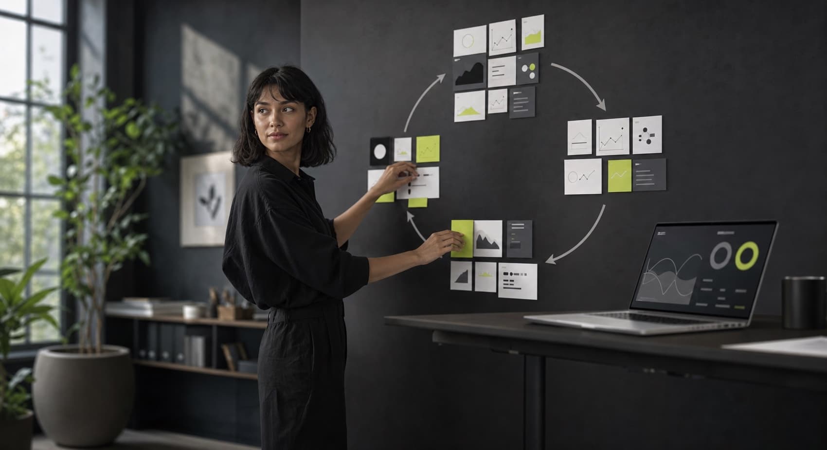 A marketing strategist arranging a connected measurement and optimization loop.